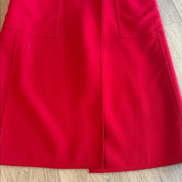 VINTAGE WOOL LOUIS FERAUD RED LONG TRENCH STYLE COAT SIZE 6 HOLIDAY READY - Picture 2 of 4